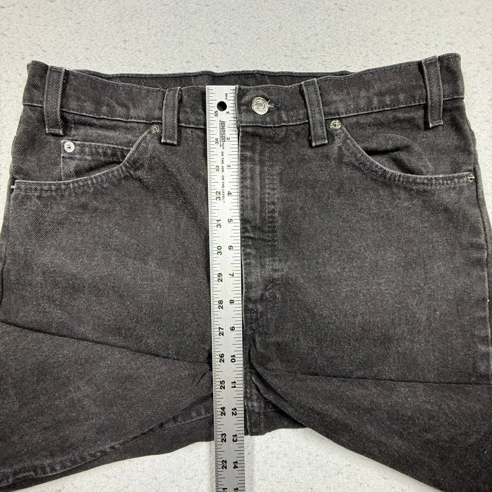 Levis 505 Regular Fit Straight Leg Jeans Black Denim Mens W34 L32 Orange Tab